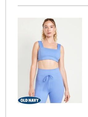 Old Navy Blue Scoop-Neck Active Crop Top